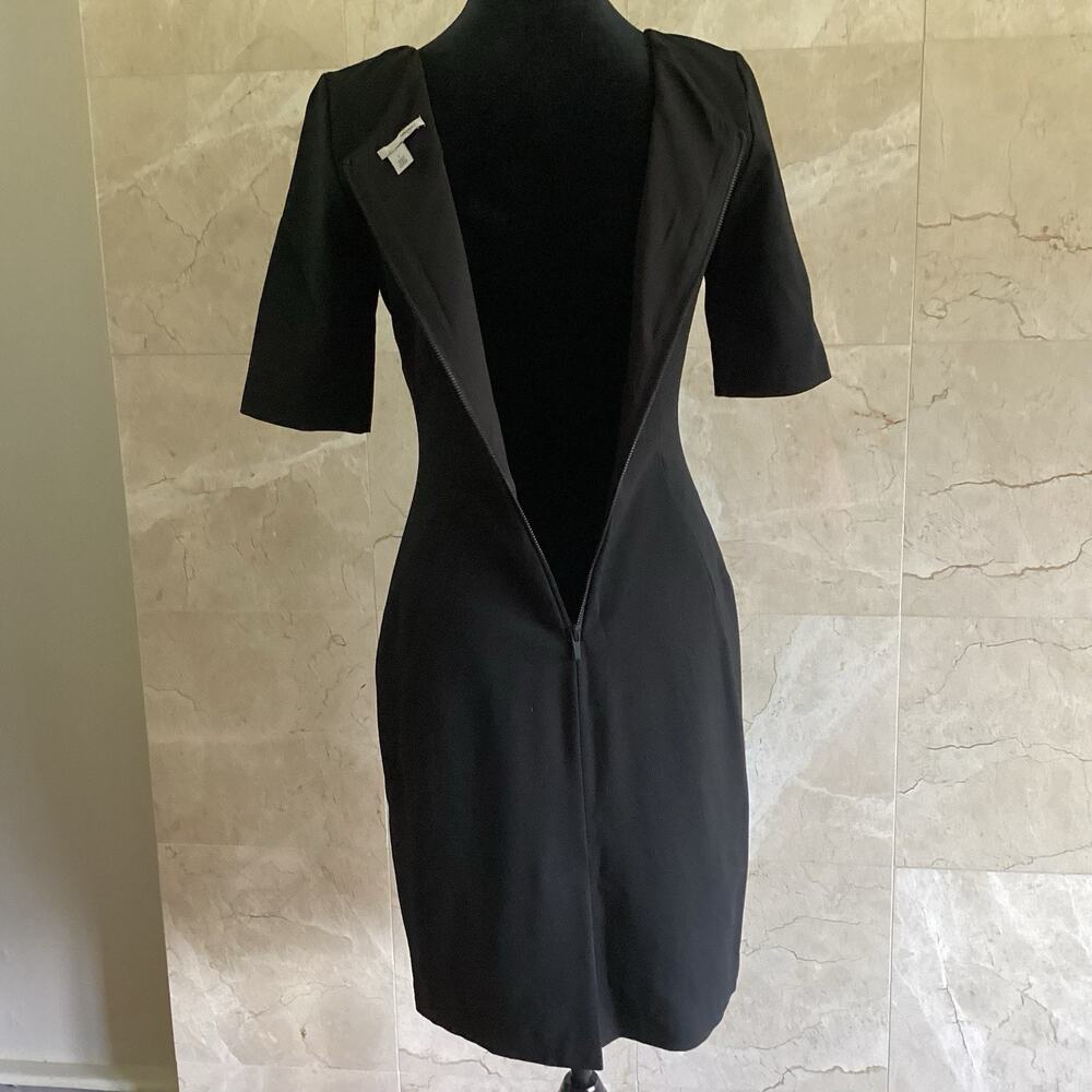 Halogen Black V-Neck Seamed Ponte Sheath Dress - 6 Office Minimalist Career - Picture 12 of 13